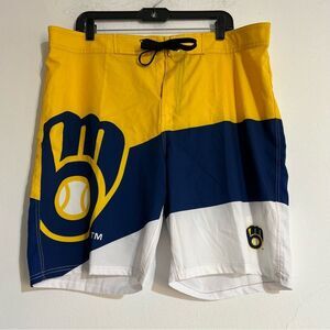 Milwaukee Brewers MLB Baseball Logo Swim Board Shorts Size 36